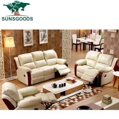 Conjunto de sofá de couro cadeiras reclináveis ​​com estrutura de madeira 2020